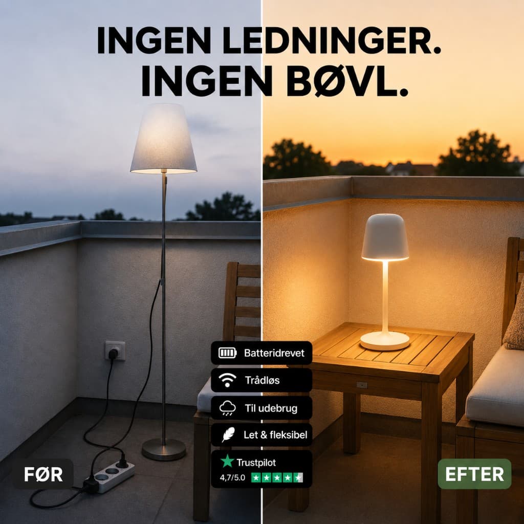 HAGRO: Ingen ledninger — trådløs lampe før og efter