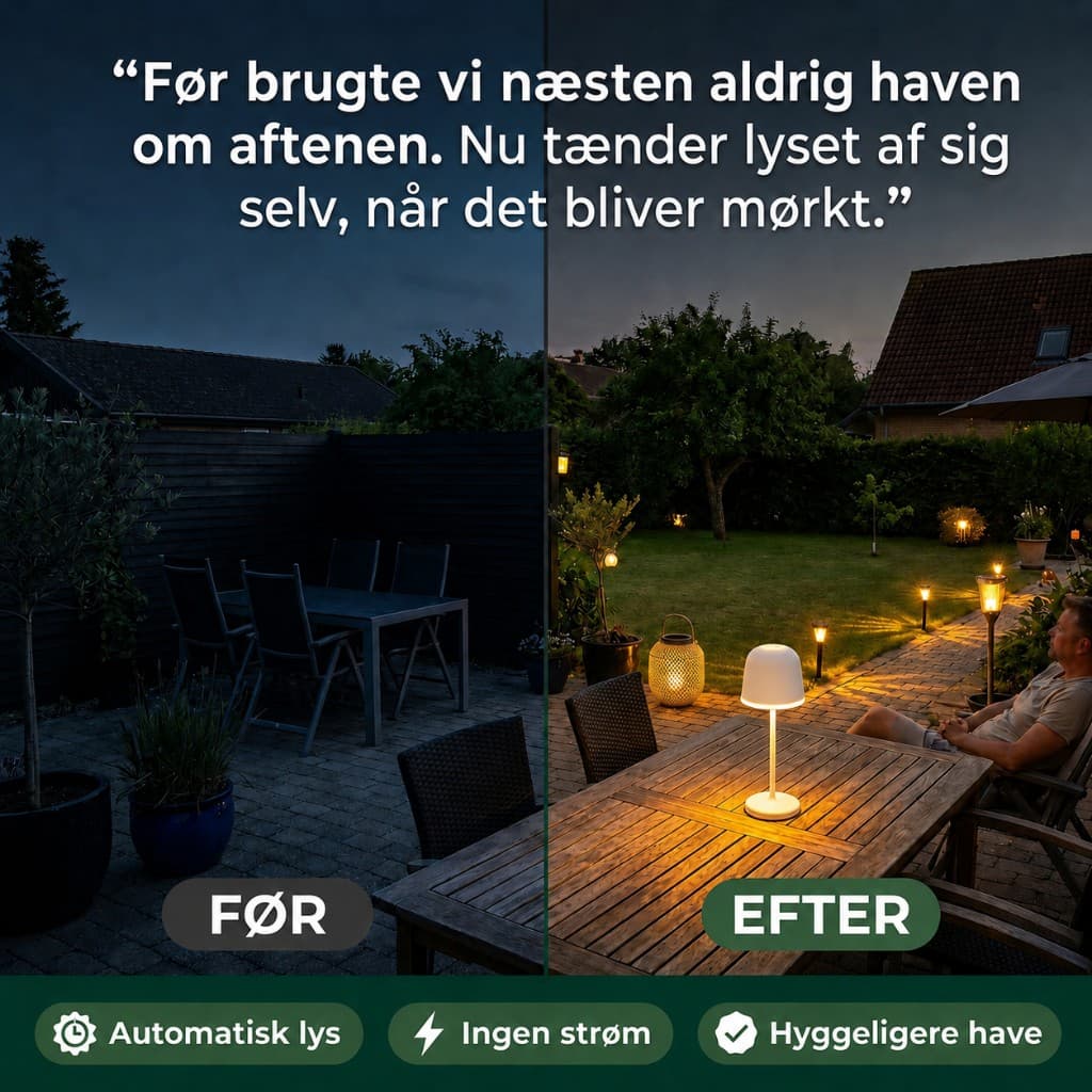 HAGRO: Automatisk lys i haven — før og efter