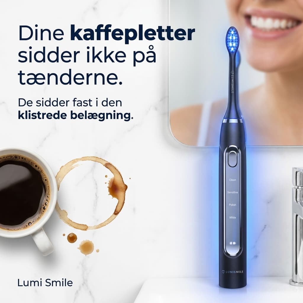 Lumi Smile: Kaffepletter på marmor — LED og ren rutine